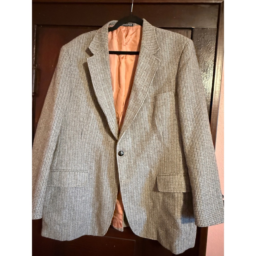 Austin Manor Mens Grey White Micro Pattern Vintage Blazer Sport Coat 44R 4218-4